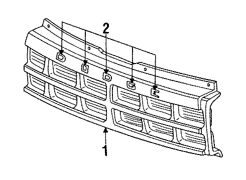 1994 Dodge Dakota Grille, White Diagram for 5BB76KW7