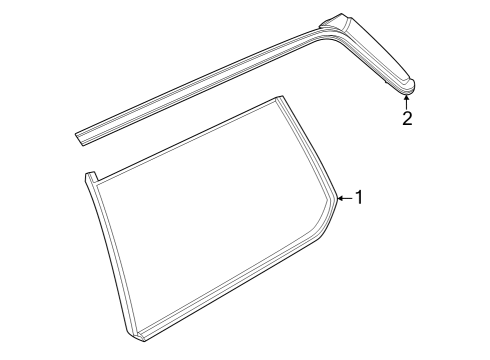 2021 Jeep Grand Cherokee L Quarter Glass, Rear Passenger Side Diagram for 68458364AD