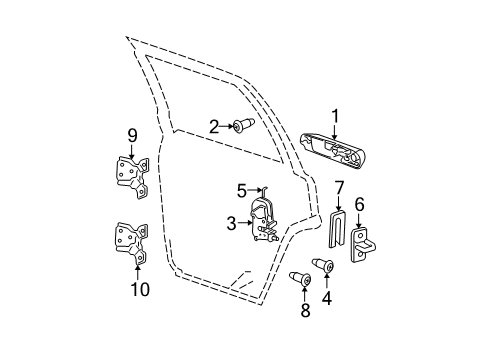 2008 Jeep Commander Handle, Outside, Steel Blue, Rear Outer Driver Side Diagram for 5HS57DBMAJ