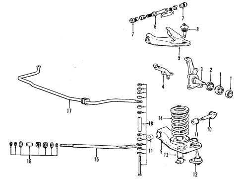 1987 Dodge Ram 50 Stabilizer Bar Link Kit, Driver Side Diagram for MB185477
