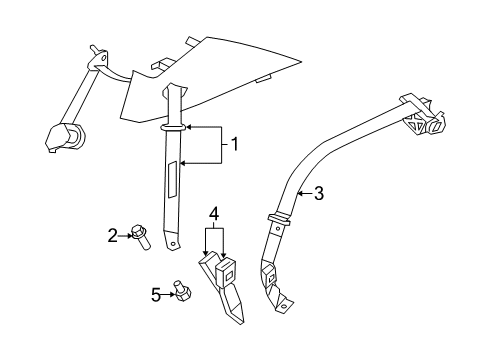 2013 Dodge Avenger Lap & Shoulder Belt, Beige, Rear Diagram for YV851L1AD