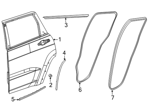 2023 Jeep Grand Cherokee L Weatherstrip, Door Belt Outer Diagram for 68458857AC