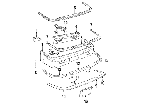 1989 Chrysler TC Maserati Bumper & Components - Rear Diagram