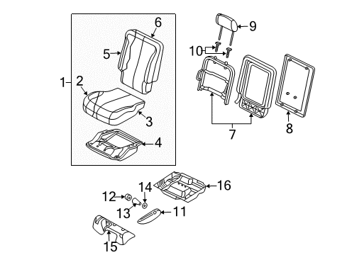 2004 Chrysler Pacifica Armrest, Gray, Center Driver Side Diagram for YM671DVAA
