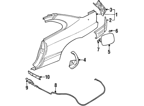 1997 Chrysler Sebring Fuel Door Clip Diagram for MB642442