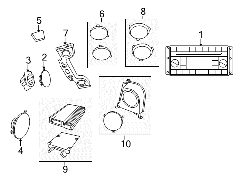 2010 Jeep Wrangler Tweeter, Front Diagram for 5064089AA