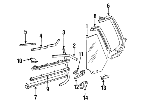 1991 Dodge Shadow Glass & Hardware - Quarter Panel Diagram 2 - Thumbnail