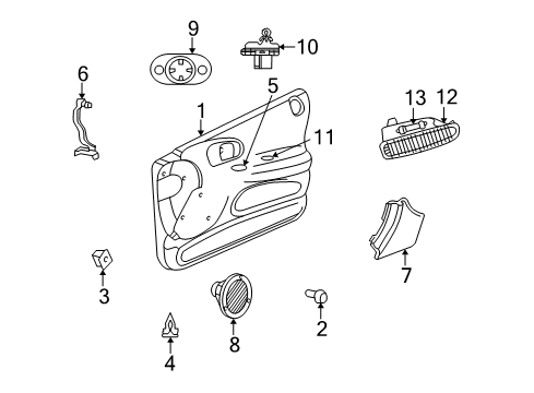 2000 Dodge Intrepid Door Trim Panel, Tan, Front Inner Passenger Side Diagram for PR501K9CA