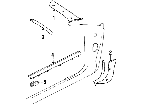 1998 Chrysler Sebring Sill Trim, Tan, Front Diagram for HZ48SK5