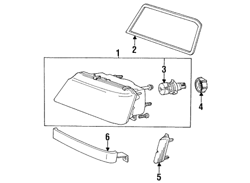 1989 Dodge Colt Headlamp Assembly Diagram for MB597687