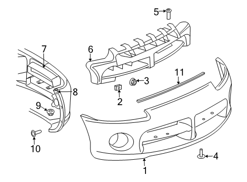 2004 Dodge Viper Bumper Cover Screw, Lower Diagram for 6102224AA