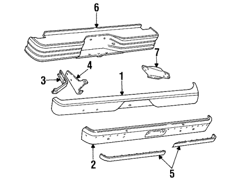1987 Dodge W150 Bumper Assembly - Rear Diagram
