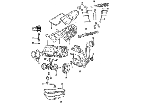 2000 Dodge Caravan Overhaul Gasket Set, Upper Diagram for 5013872AB