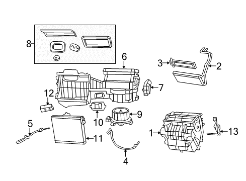 2009 Jeep Wrangler Heater Core Diagram for 68004193AB
