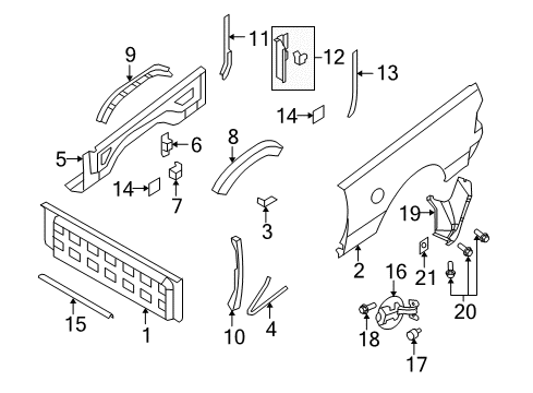 2012 Ram 2500 Side Panel, Rear Outer Driver Side Diagram for 68212332AA