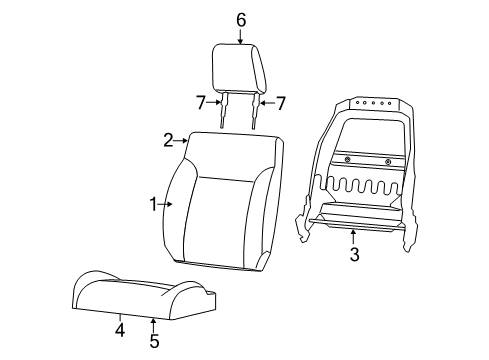 2012 Jeep Liberty Cushion Cover, Front Passenger Side Diagram for 1TX66XDVAA