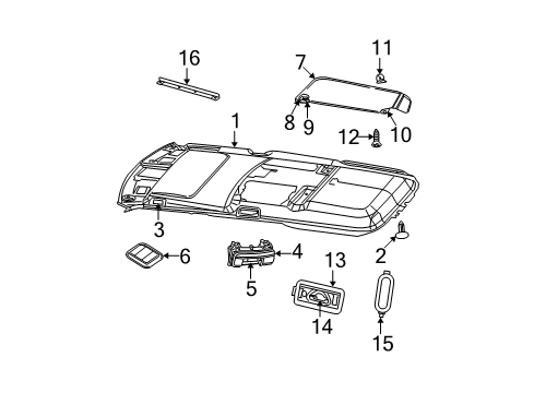 2006 Jeep Commander Sunvisor, Driver Side Diagram for 1DD971D1AA