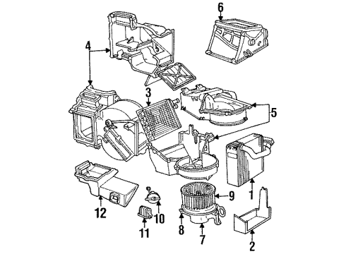 1999 Chrysler Cirrus A/C Evaporator & Heater Components Diagram