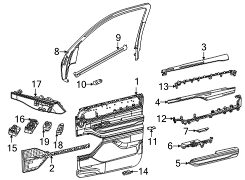 2022 Jeep Wagoneer Armrest, Black, Front Passenger Side Diagram for 6KN981X7AB