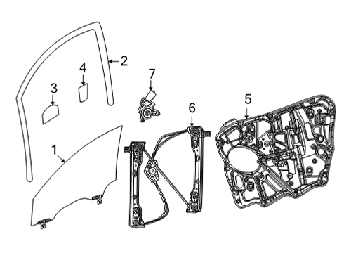 2024 Jeep Wagoneer Weatherstrip Front Door Glass Running Diagram for 68406231AH
