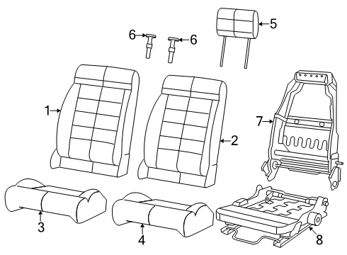 2016 Jeep Wrangler Front Seat Components Diagram 2 - Thumbnail