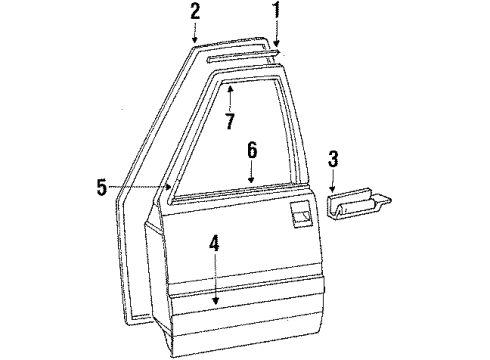 1985 Dodge Lancer Exterior Trim - Front Door Diagram