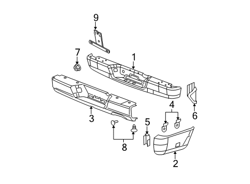 2006 Dodge Ram 1500 Bumper Cover Retainer Bracket, Rear Diagram for 5029482AB