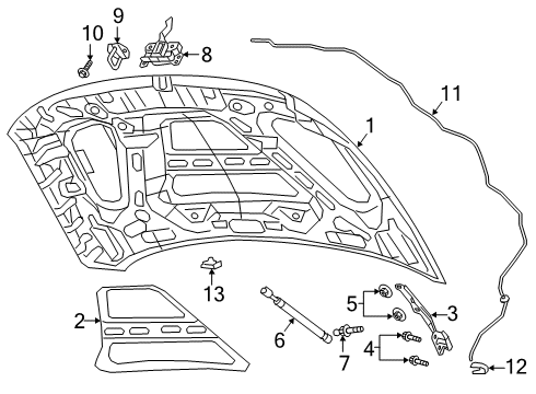 2024 Ram 3500 Hinge, Front Driver Side Diagram for 68360791AA
