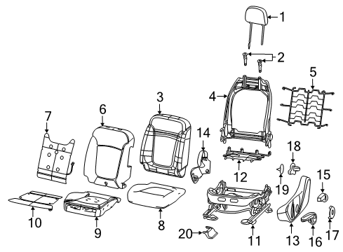 2020 Jeep Compass Seat Back Frame, Front Driver Side Diagram for 68248240AC