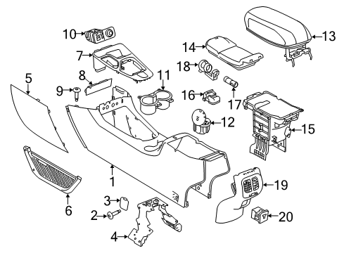2021 Jeep Cherokee Cup Holder, Front Diagram for 6UF20DX9AB