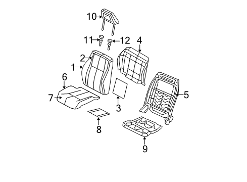 2010 Dodge Caliber Seat Back Frame, Front Driver Side Diagram for 68065762AA