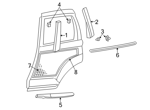 2007 Chrysler PT Cruiser Lower Molding, Rear Diagram for 1AS88GPLAD