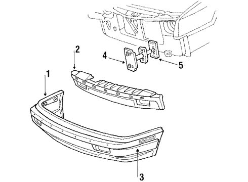 1992 Dodge Shadow Bumper Cover, Black, Front Diagram for FY20LX9