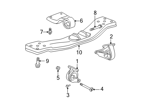 2006 Jeep Liberty Trans Crossmember Diagram for 52129090AC