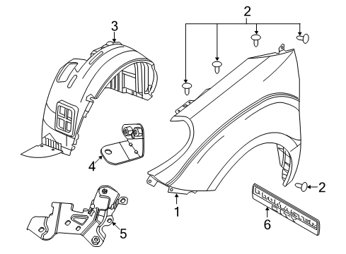 2018 Ram ProMaster City Fender Liner, Front Driver Side Diagram for 68266792AA