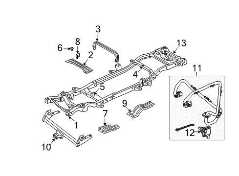2003 Dodge Dakota Front Crossmember Diagram for 52058736AB