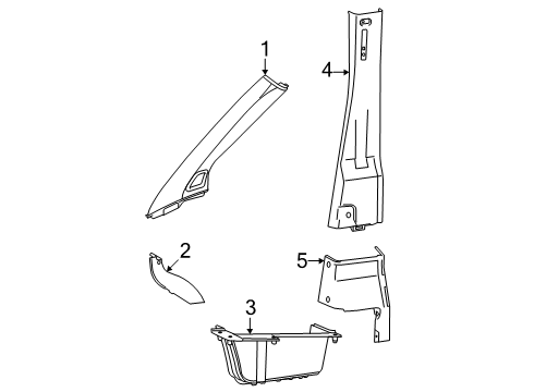 2025 Ram ProMaster EV Interior Trim - Pillars Diagram