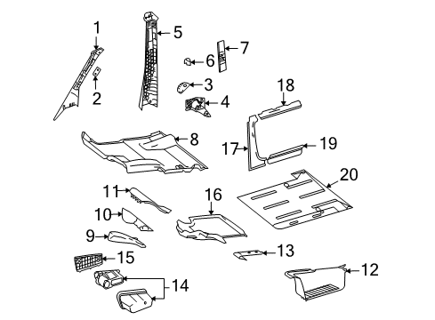 2009 Dodge Sprinter 2500 Upper Trim, Driver Side Diagram for 1HC93NCVAA