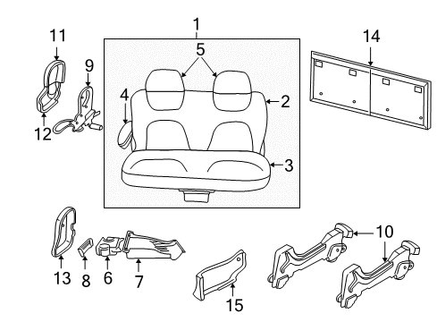 2003 Dodge Grand Caravan Armrest, Navy Blue, Rear Diagram for MW091QL