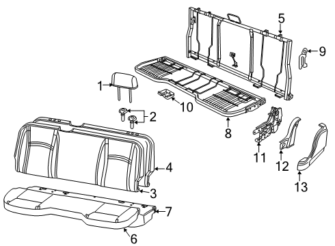 2023 Ram 1500 Seat Back Pad, Rear Diagram for 68299898AE