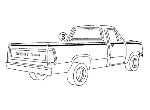1992 Dodge W250 Stripe Tape Diagram for 4636939