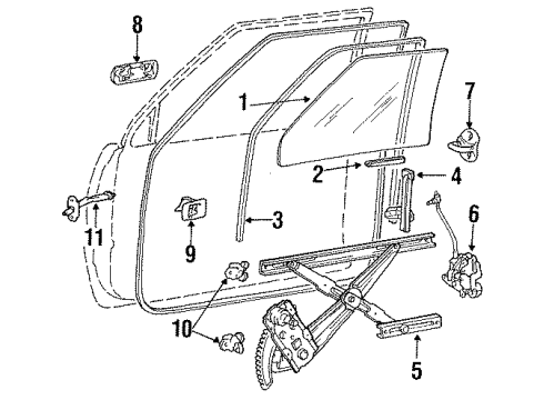 1989 Dodge Ram 50 Glass Holder, Front Diagram for MB422183