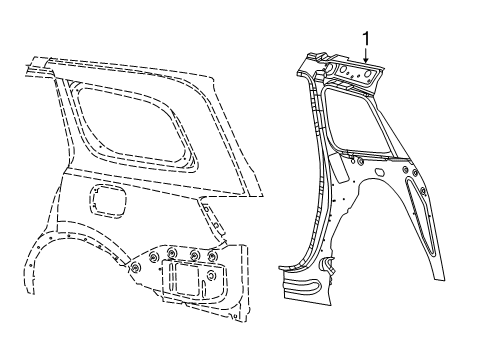 2017 Jeep Grand Cherokee Inner Quarter Panel, Rear Passenger Side Diagram for 68312262AA