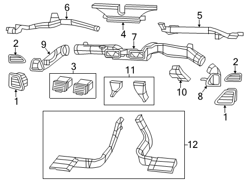 2014 Dodge Avenger Heater Duct, Upper Passenger Side Diagram for 5191352AB
