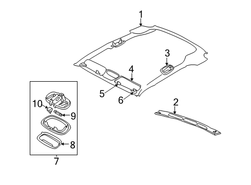 2006 Jeep Liberty Sunvisor, Driver Side Diagram for 5KF89BD1AB
