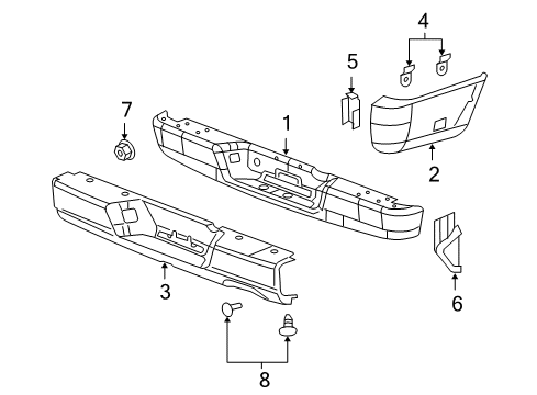 2004 Dodge Ram 1500 Bumper Cover Side Bracket Diagram for 5029480AC