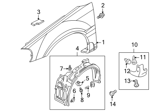 2002 Chrysler Sebring Fender, Front Passenger Side Diagram for MR535736