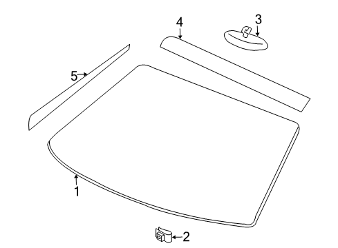2005 Chrysler Crossfire Windshield, Front Diagram for 5097475AA
