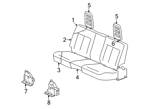 2008 Dodge Dakota Headrest, Medium Gray, Rear Diagram for 1JF951D5AA