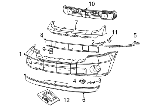 2007 Dodge Durango Bumper Cover, Front Diagram for 68002912AC